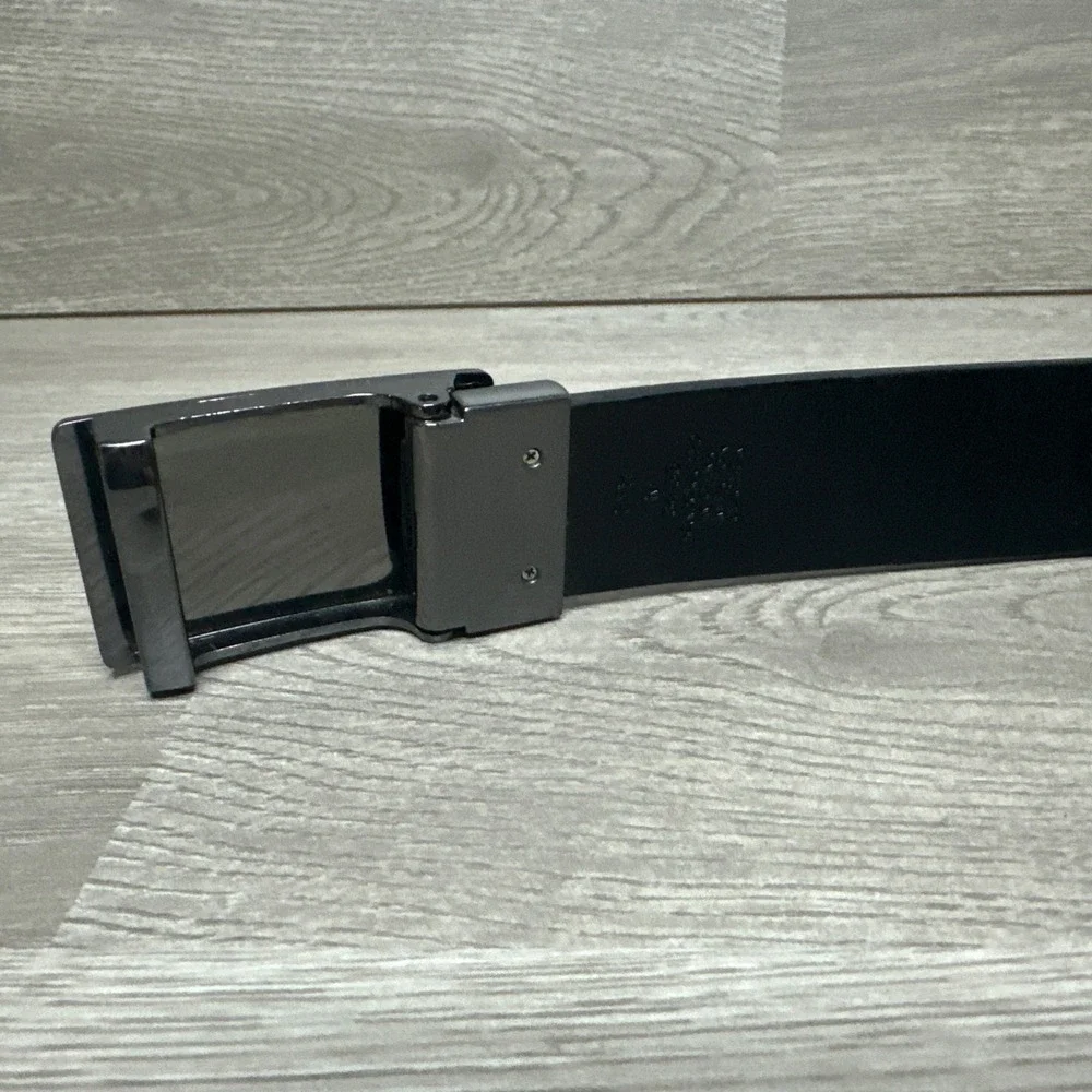 Kenneth Cole REACTION Mens Track Belt Black Brown M 34-36 Black Buckle‎ Medium